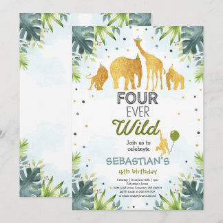Safari Four Ever Wild Birthday Einladung Green