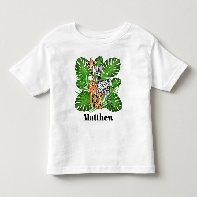 Safari-Freunde - Giraffe, Zebra, Tiger, Dschungel Kleinkind T-shirt (Vorderseite)