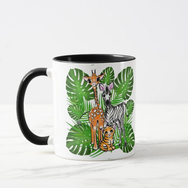 Safari-Freunde - Giraffe, Zebra, Tiger, Dschungel Tasse (Links)