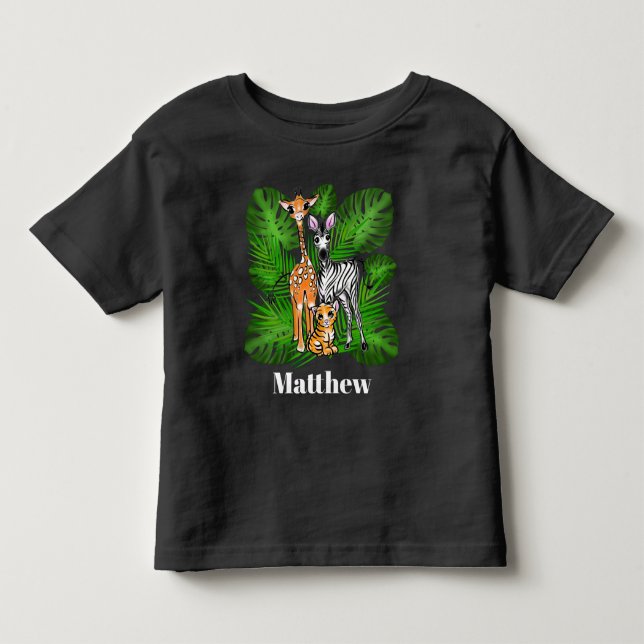 Safari-Freunde - Giraffe, Zebra, Tiger, Dschungelt Kleinkind T-shirt (Vorderseite)