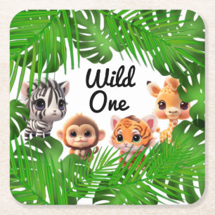 Safari Friends Giraffe zebra Affe Elefant Rechteckiger Pappuntersetzer