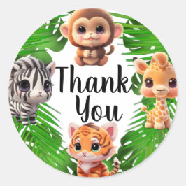 Safari Friends Giraffe zebra Affe Elefant Runder Aufkleber