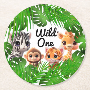 Safari Friends Giraffe zebra Affe Elefant Runder Pappuntersetzer