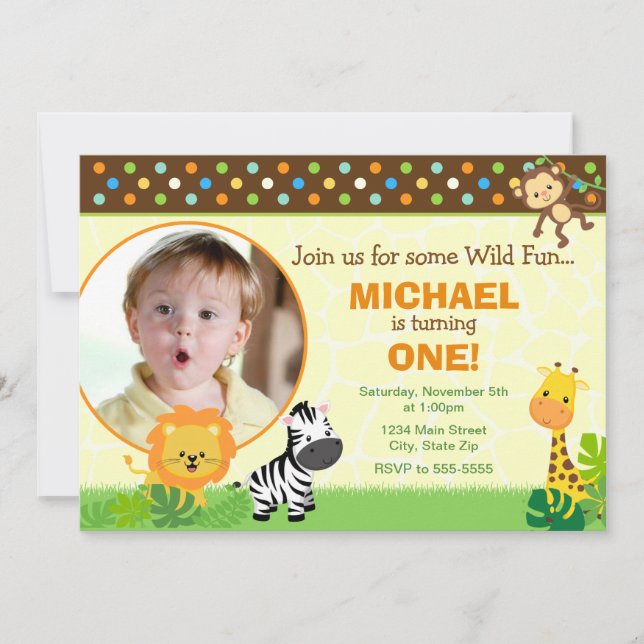 Safari Geburtstag Einladung Jungle Safari Boy (Vorderseite)