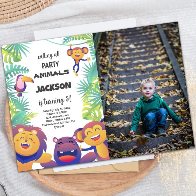 Safari Geburtstag Einladung mit Foto (Safari Birthday Invitations with photo)