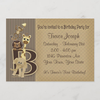 Safari-Geburtstags-Einladung im Braun Einladung
