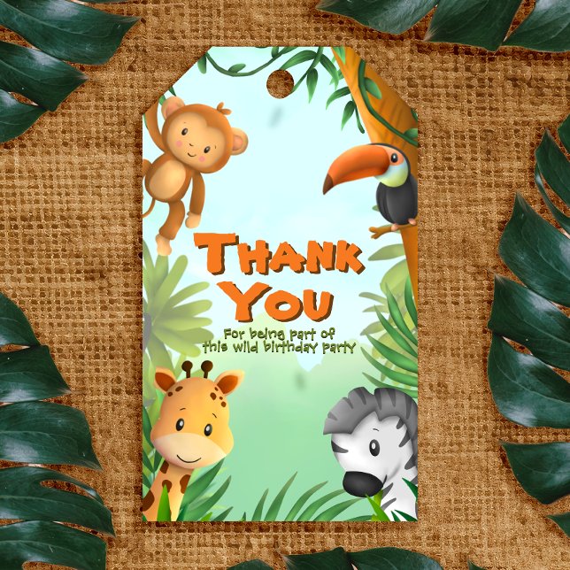 Safari Geburtstags-Geschenketags Geschenkanhänger (Safari Birthday Gift Tag Favor Tag)