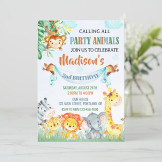 Safari-Geburtstagseinladung Zwei wilde Einladung