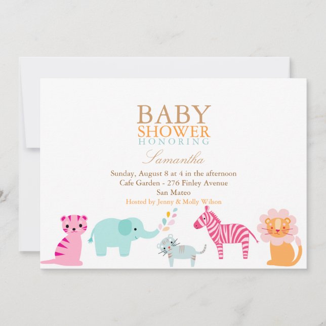 Safari Gender Neutral Baby Shower Einladung (Vorderseite)