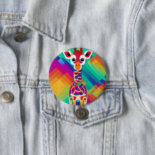 Safari geometrische farbenfrohe Baby Giraffe Button