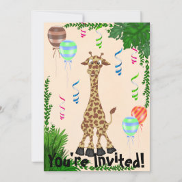 Safari Giraffe Anniversaire Fête Invitation