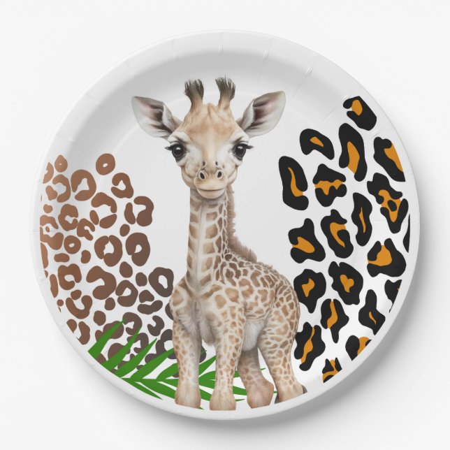 Safari Giraffe Birthday Wild One Two Wild Party Pappteller (Vorderseite)