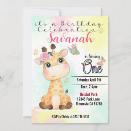 Safari Giraffe erste Einladung zum Geburtstag