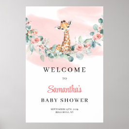 Safari Giraffe Eucalyptus Girl Baby Dusche Willkom Poster