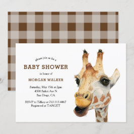 Safari Giraffe Gender Neutral Baby Duwer Einladung
