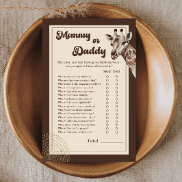 Safari Giraffe Mommy oder Daddy Baby Shower Game