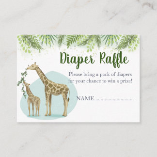 Safari-Giraffe verlässt Babyparty-Windel-Raffel Begleitkarte