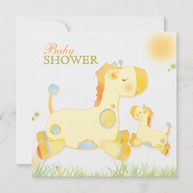 Safari Giraffe Whimsical Baby Shower Einladung (Vorderseite)