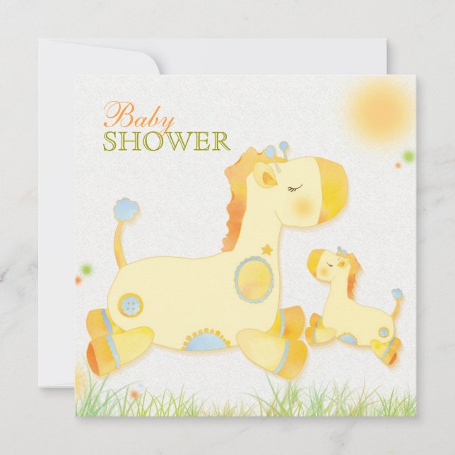Safari Giraffe Whimsical Baby Shower Einladung (Vorderseite)
