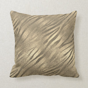 Safari Gold Zebra Animal Skin Sepia Glass Metallic Kissen