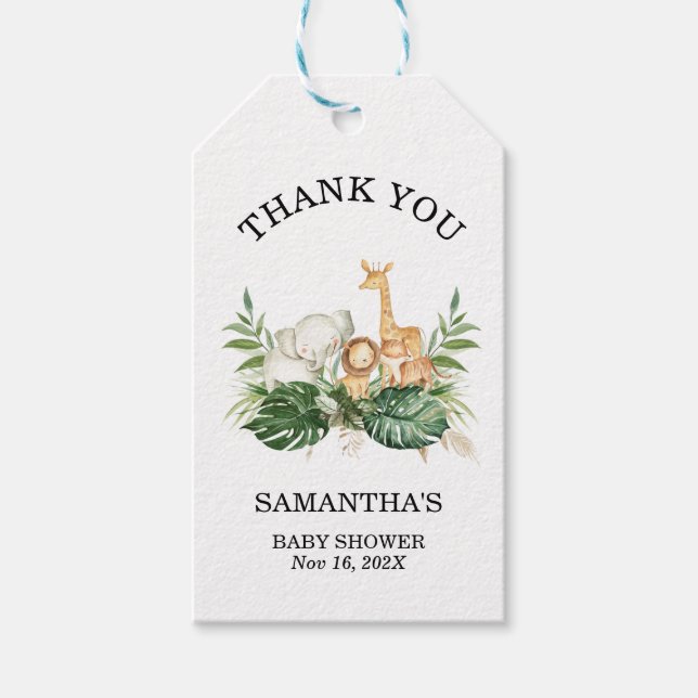 Safari Greenerage Foliage Gender Neutral Baby Show Geschenkanhänger (Vorderseite)