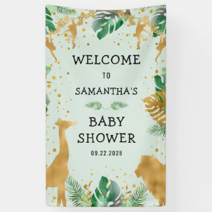 Safari Grün Gold Neutrale Babyparty-Willkommen Banner