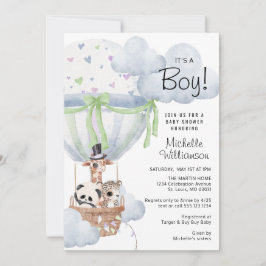 Safari Hot Air Ballon Babydusche Einladung