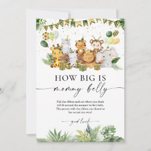 Safari How Big is Mommy's Bly Baby Shower Game Hinweiskarte
