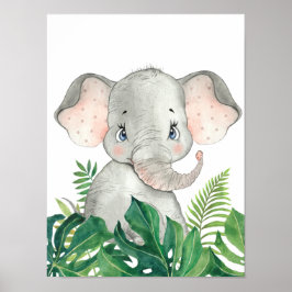 Safari im Dschungel Baby-Elefanten-Plakat Poster
