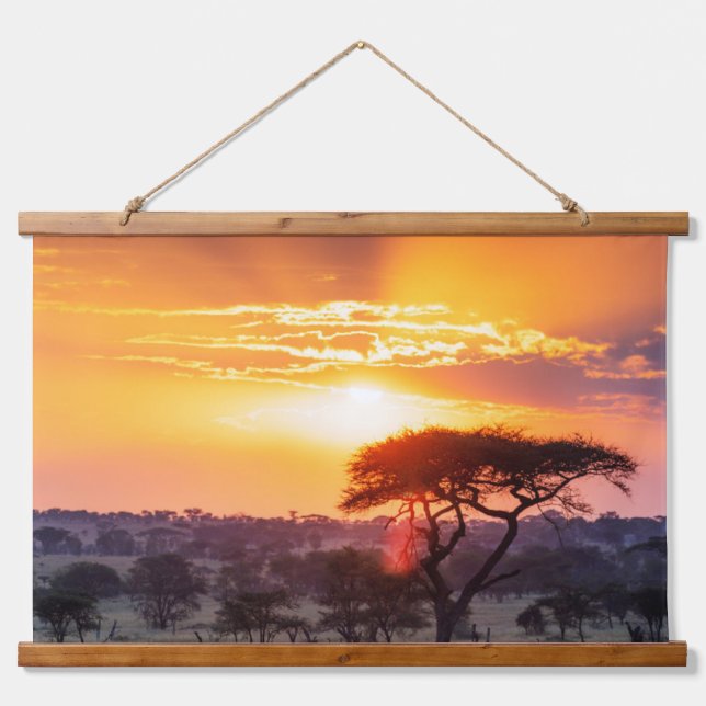 Safari im Serengeti-Nationalpark Wandteppich Mit Holzrahmen (Vorne)