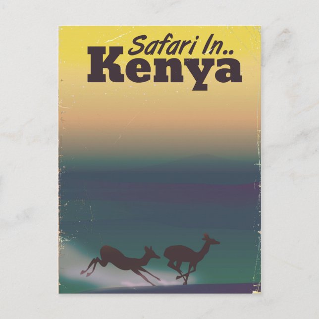 Safari in Kenia Urlaubsposter Postkarte (Vorderseite)