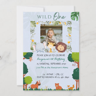 Safari Invitations d'anniversaire Wild One Party