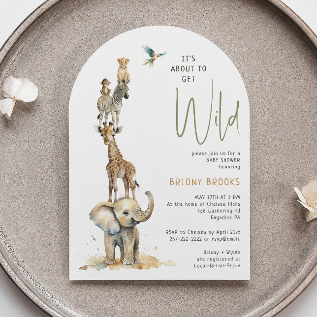 Safari "It's about Wild" Baby Shower Arch Einladung (Von Creator hochgeladen)