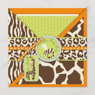 Safari-Jungen-orange Einladungs-Quadrat Einladung
