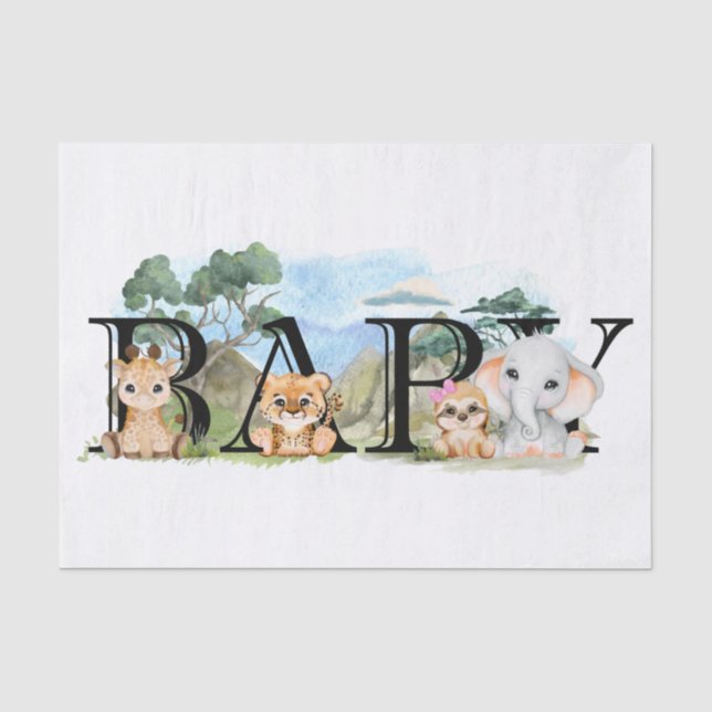 Safari Jungle Africa Animal Baby Shooter Seidenpapier (Vorderseite)