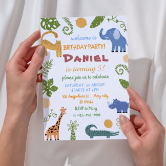 Safari Jungle Animal für Kinder zum Geburtstag Einladung
