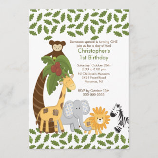 Safari Jungle Animal Kid Geburtstagsparty Einladun Einladung