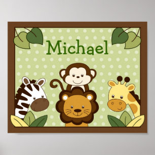Safari Jungle Animal Kinderzimmer Wall Art Name Pr Poster