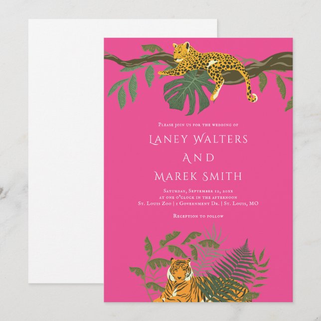 Safari Jungle Animal Wedding Einladung (Vorne/Hinten)