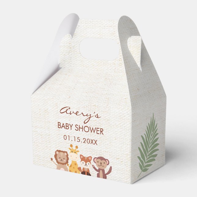 Safari Jungle Animals Baby Showbox Geschenkschachtel (Vorderseite)