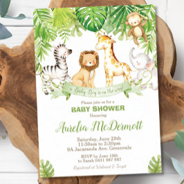 Safari Jungle Animals Baby Shower Boy Green Forest Einladung