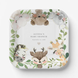 Safari Jungle Animals Baby Shower Paper Plates Pappteller