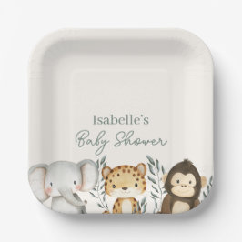 Safari Jungle Animals Boy Baby Dusche Pappteller