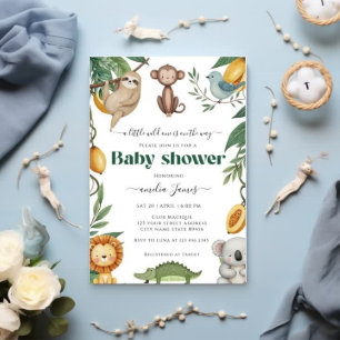 Safari Jungle Animals Wild Ein Junge Babydusche Einladung
