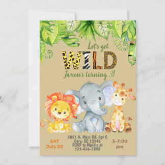 Safari Jungle animaux 3ème anniversaire invitation