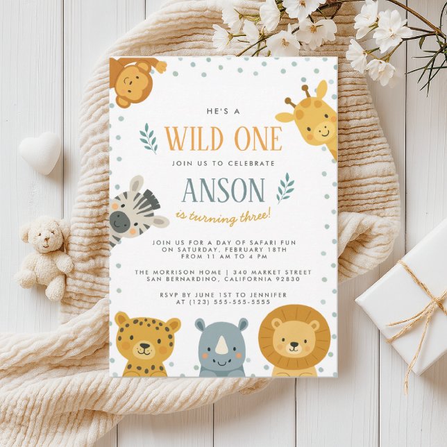 Safari Jungle Animaux Anniversaire Invitation (Créateur téléchargé)