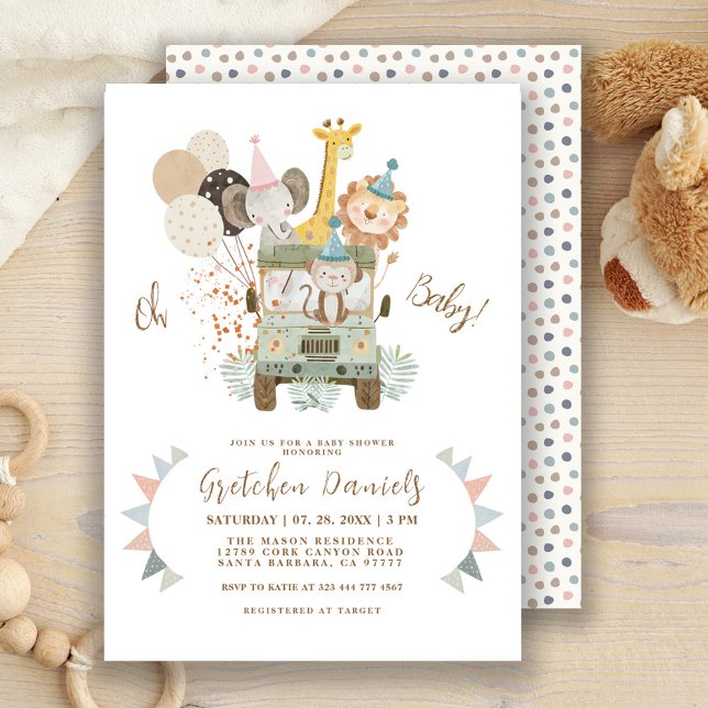 Safari Jungle Animaux Boho Baby shower Invitation (Créateur téléchargé)