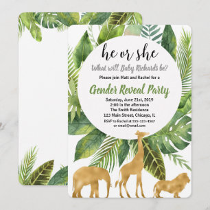 Safari jungle animaux genre révéler invitation