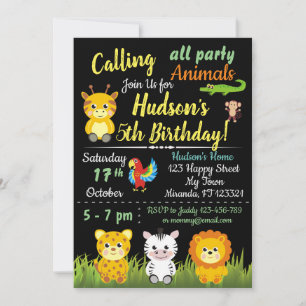 Safari Jungle animaux invitation anniversaire