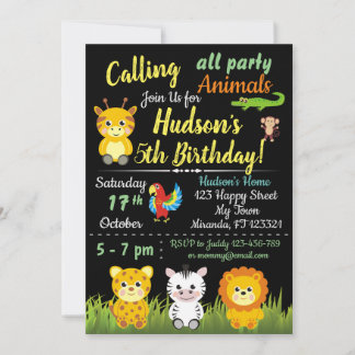 Safari Jungle animaux invitation anniversaire